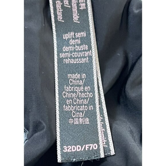 Victoria’s Secret Uplift Semi Demi Tee Shirt Bra Gray Black Striped  Size 32DD - Picture 4 of 7